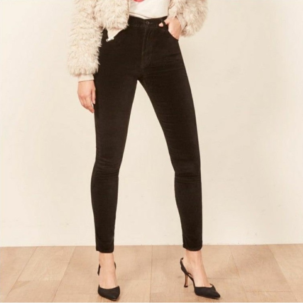Reformation Rebecca Pants in black velvet